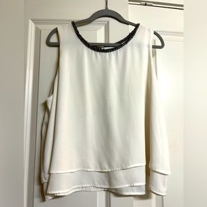 Sleeveless Beaded Neckline Blouse